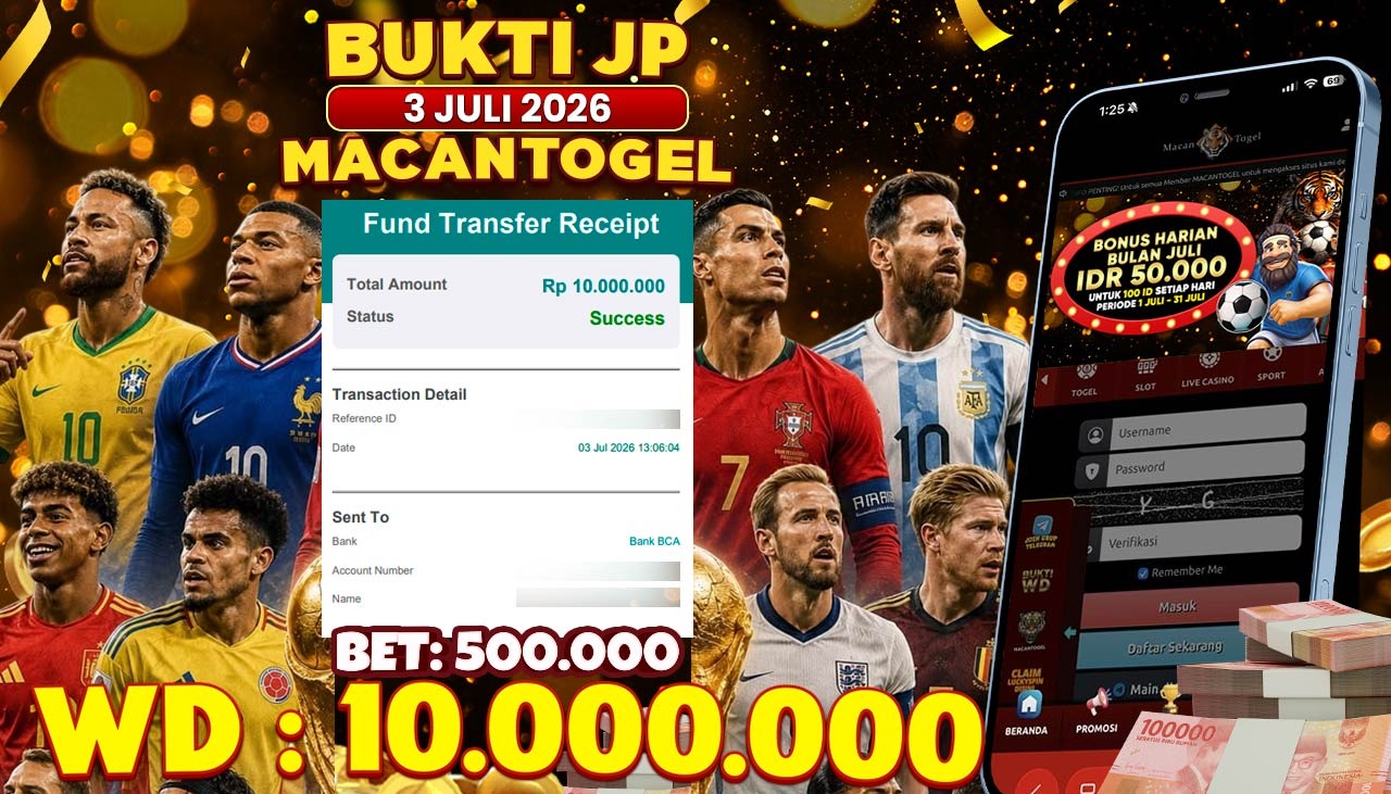 MACANTOGEL JACKPOT PERMAINAN SPORTSBOOK SABA HandiCap Rp.10.000.000,- LUNAS