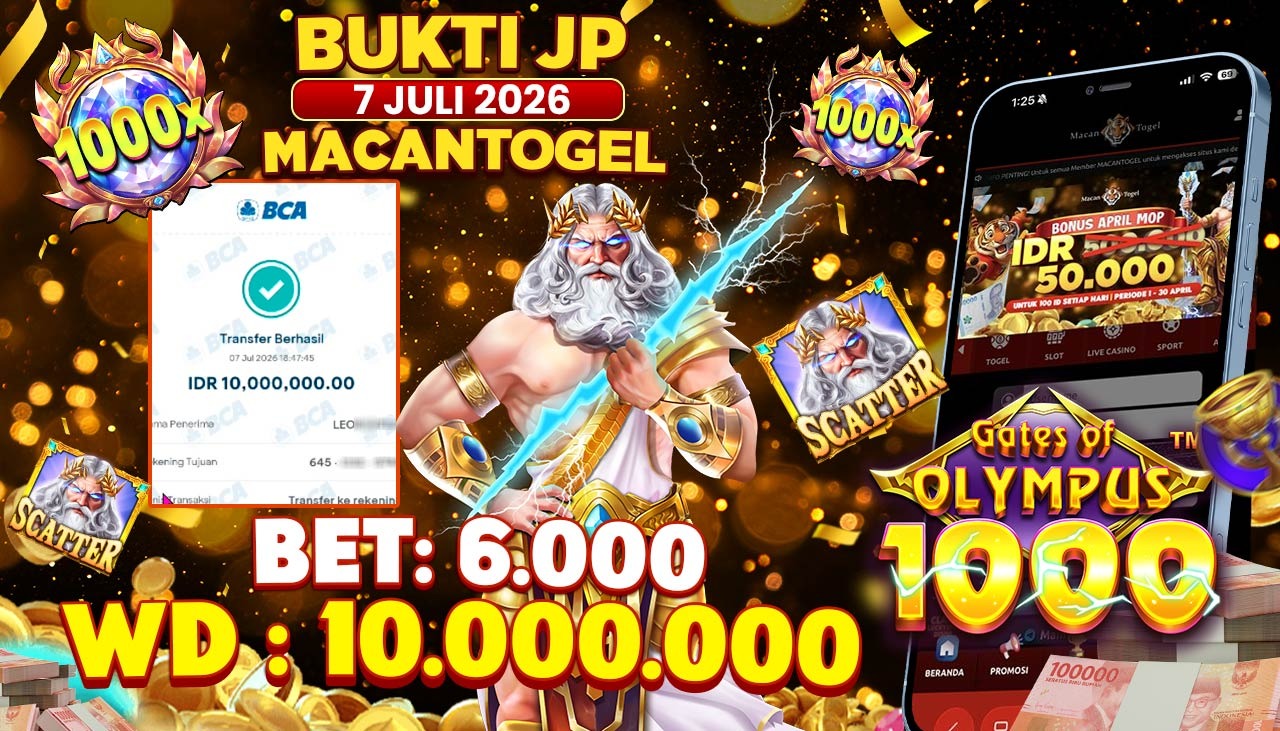 MACANTOGEL JACKPOT PERMAINAN SLOT PRAGMATIC PLAY GATES OF OLYMPUS Rp.10.000.000,- LUNAS