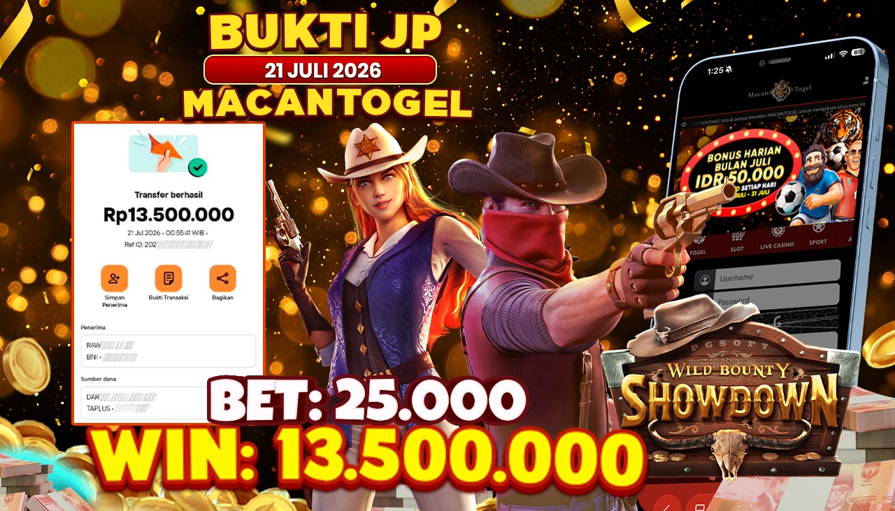 MACANTOGEL JACKPOT PERMAINAN SLOT PG SOFT WILD BOUNTY SHOWDOWN Rp.13.500.000,- LUNAS