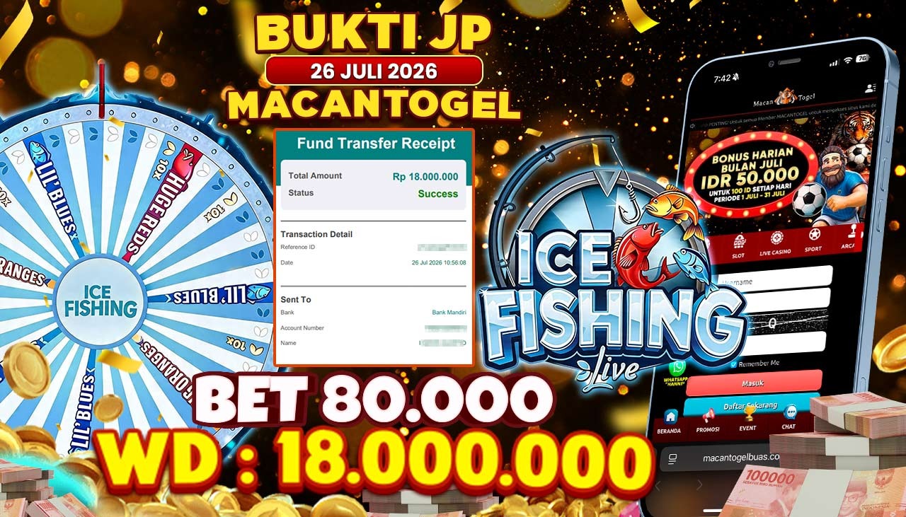 MACANTOGEL JACKPOT PERMAINAN CASINO EVOLUTION Ice Fishing Rp.18.000.000,- LUNAS